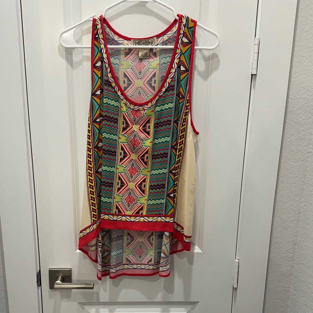 Anthropologie Flying Tomato Colorful Geometric Pattern Tank Top